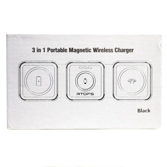 Wireless Charger 3 in 1 RTOPS Magnetic Travel Wireless Charging Station Black - Picture 3 of 4